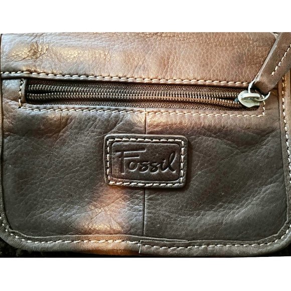 Vintage Fossil Mini Crossbody Handbag, Tan Brown Leather Crossbody Bag Purse, Sm - Picture 4 of 7
